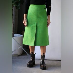 GANNI midi A-line skirt in flash green